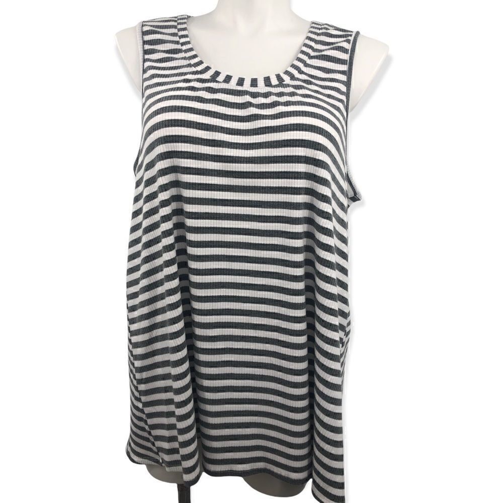 Torrid gray and white striped sleeveless tank size 3